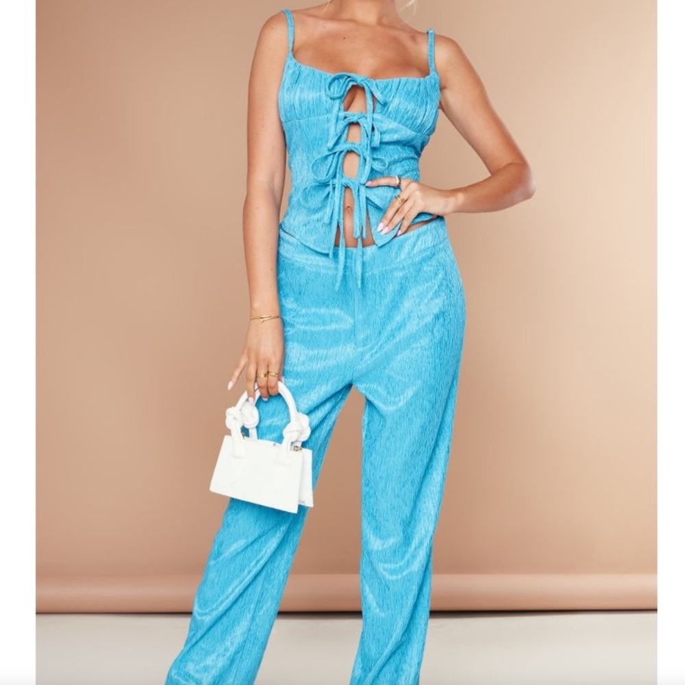 PLT Aqua Blue Trouser & Crop Top